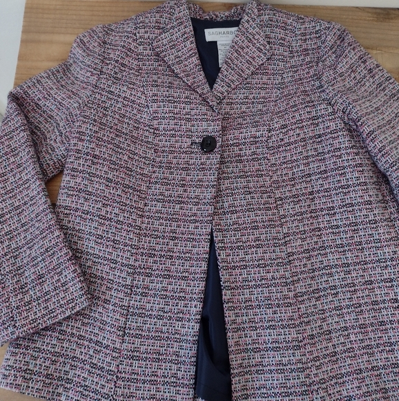 Sag Harbor Vintage Pink Tweed One Button Blazer Jacket Size 6 Petite - Picture 2 of 12